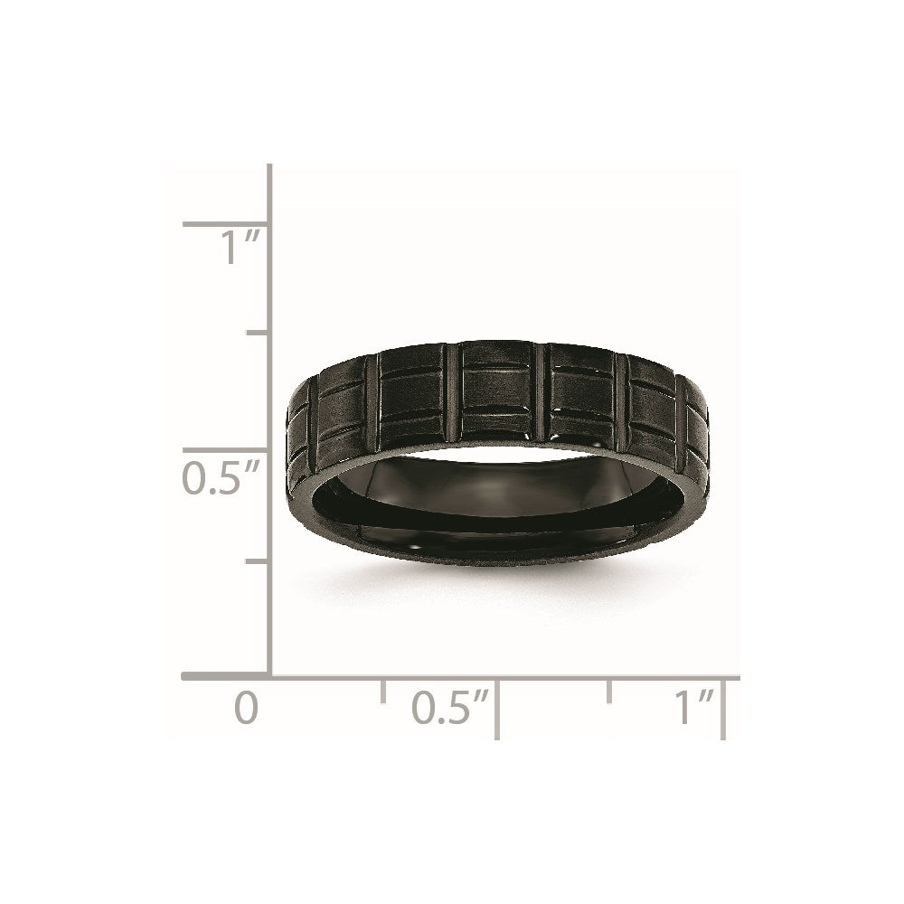 Chisel Titanium Brushed and Polished Black IP-plated 6mm Notched Band