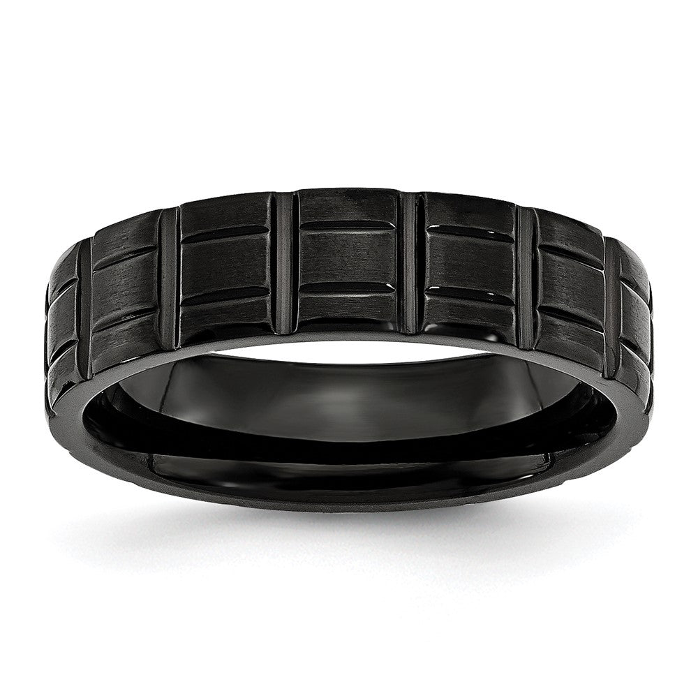 Chisel Titanium Brushed and Polished Black IP-plated 6mm Notched Band