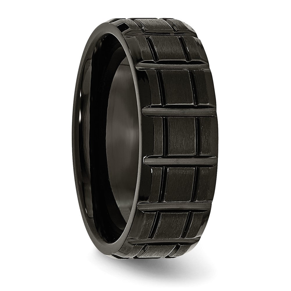 Chisel Titanium Brushed and Polished Black IP-plated 8mm Notched Band