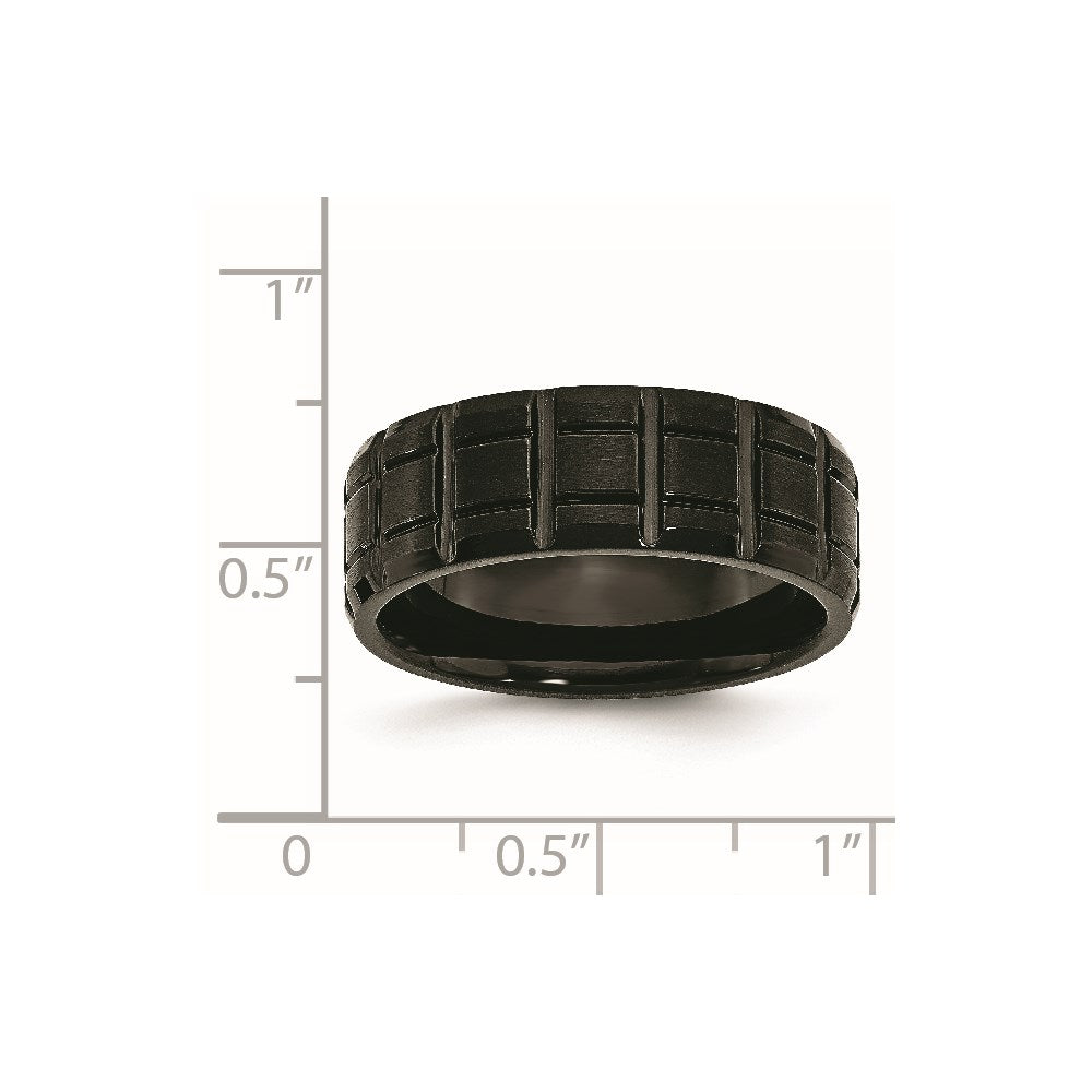 Chisel Titanium Brushed and Polished Black IP-plated 8mm Notched Band