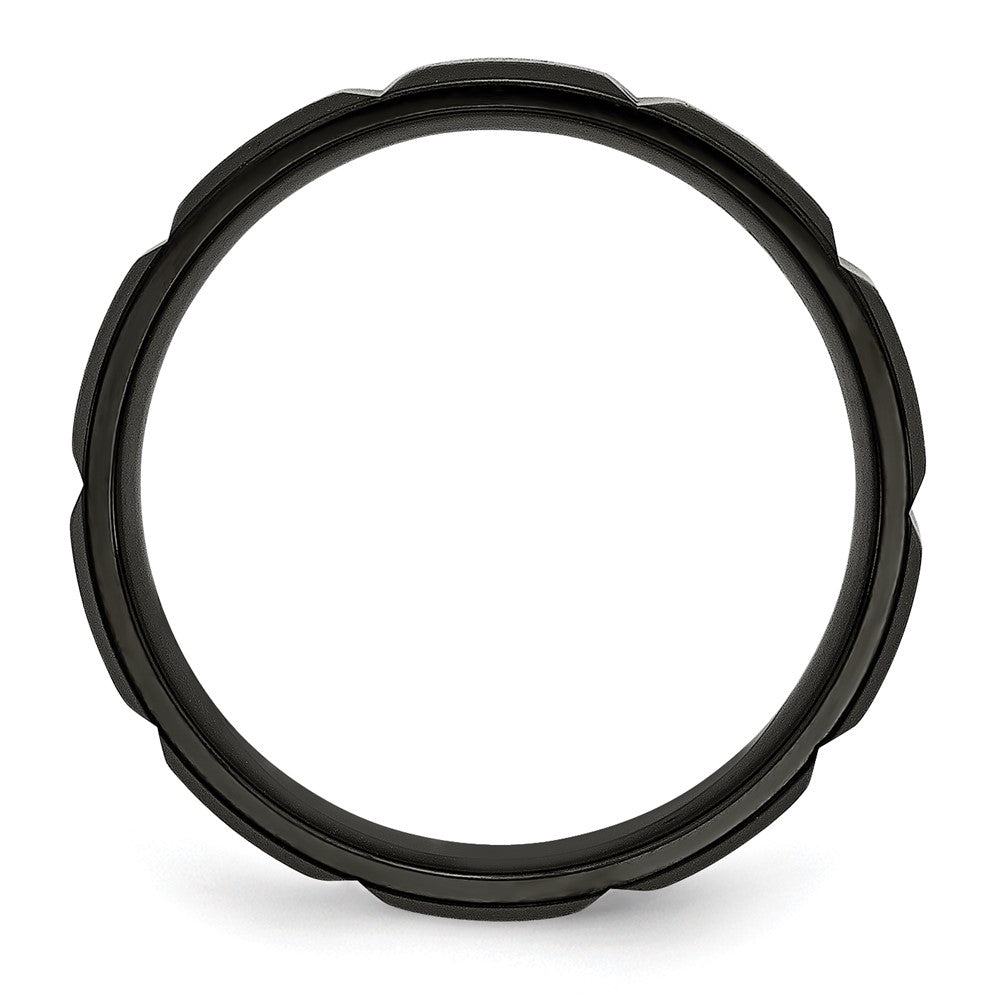 Titanium Grooved Black IP-plated 6mm Brushed and Polished Band