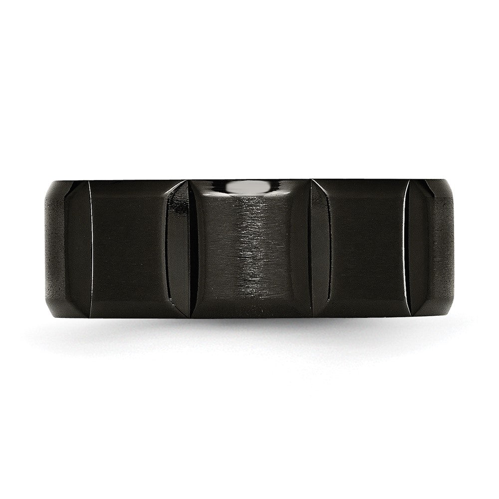 Titanium Brushed and Polished Black IP-plated 8mm Grooved Band