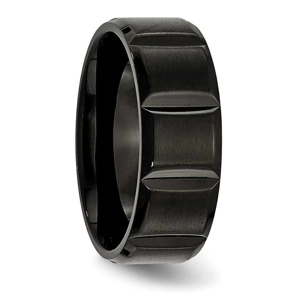 Titanium Brushed and Polished Black IP-plated 8mm Grooved Band