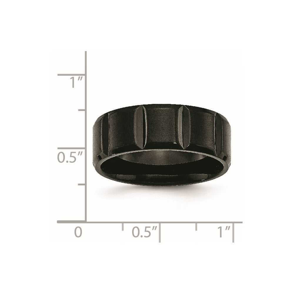 Titanium Brushed and Polished Black IP-plated 8mm Grooved Band