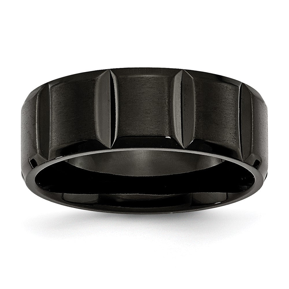 Titanium Brushed and Polished Black IP-plated 8mm Grooved Band