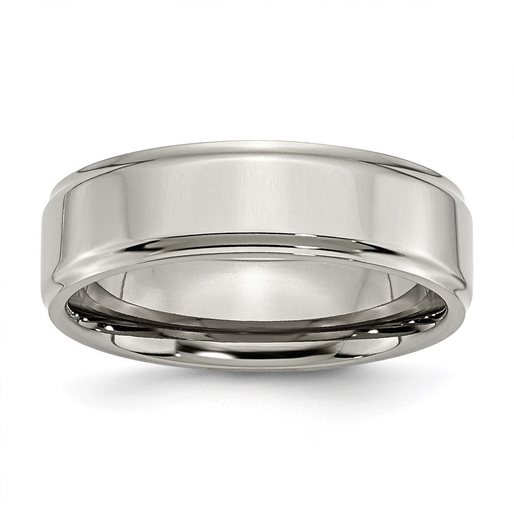 Chisel Titanium Polished 7mm Ridged Edge Band