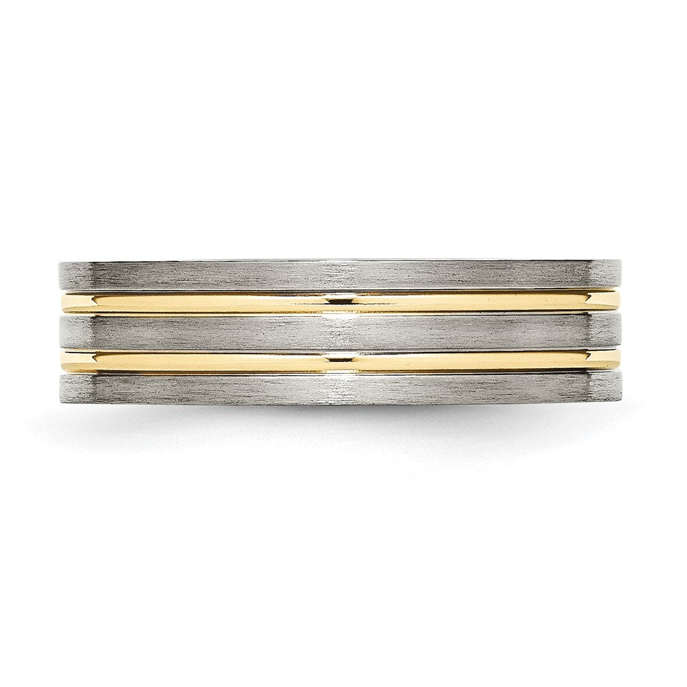 Chisel Titanium Brushed Yellow IP-plated 6mm Grooved Band