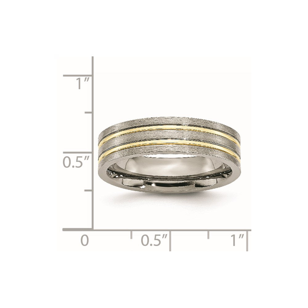 Chisel Titanium Brushed Yellow IP-plated 6mm Grooved Band