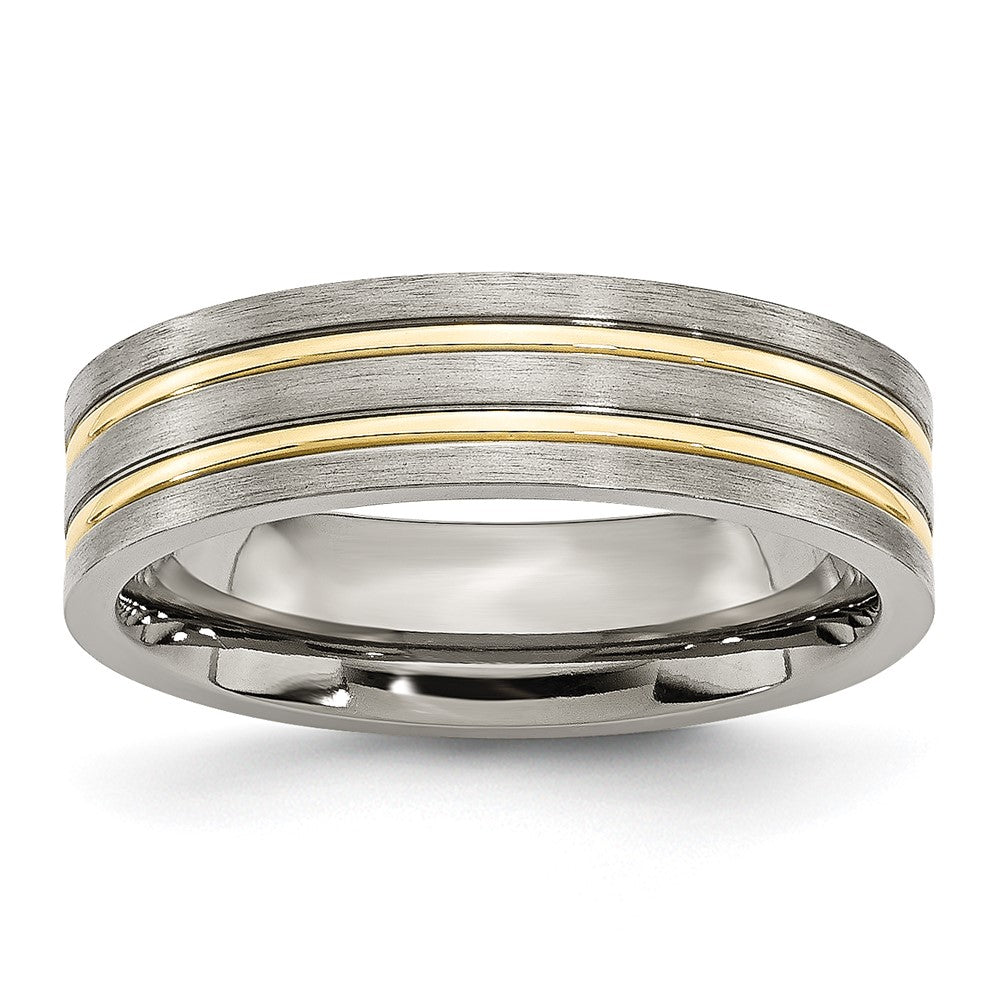 Chisel Titanium Brushed Yellow IP-plated 6mm Grooved Band