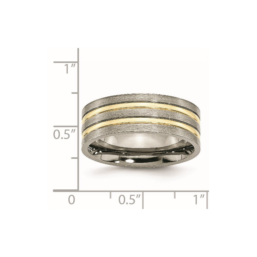 Chisel Titanium Brushed Yellow IP-plated 8mm Grooved Band