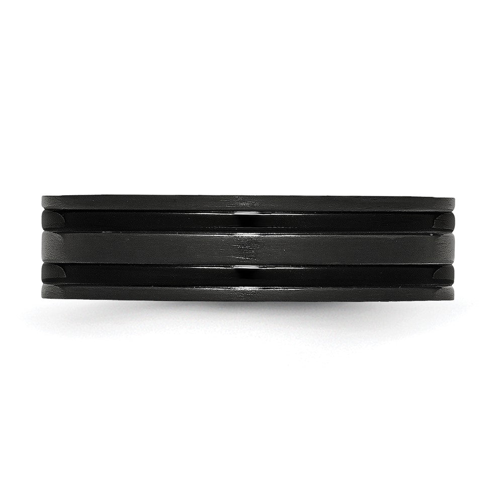 Chisel Titanium Brushed and Polished Black IP-plated 6mm Grooved Band