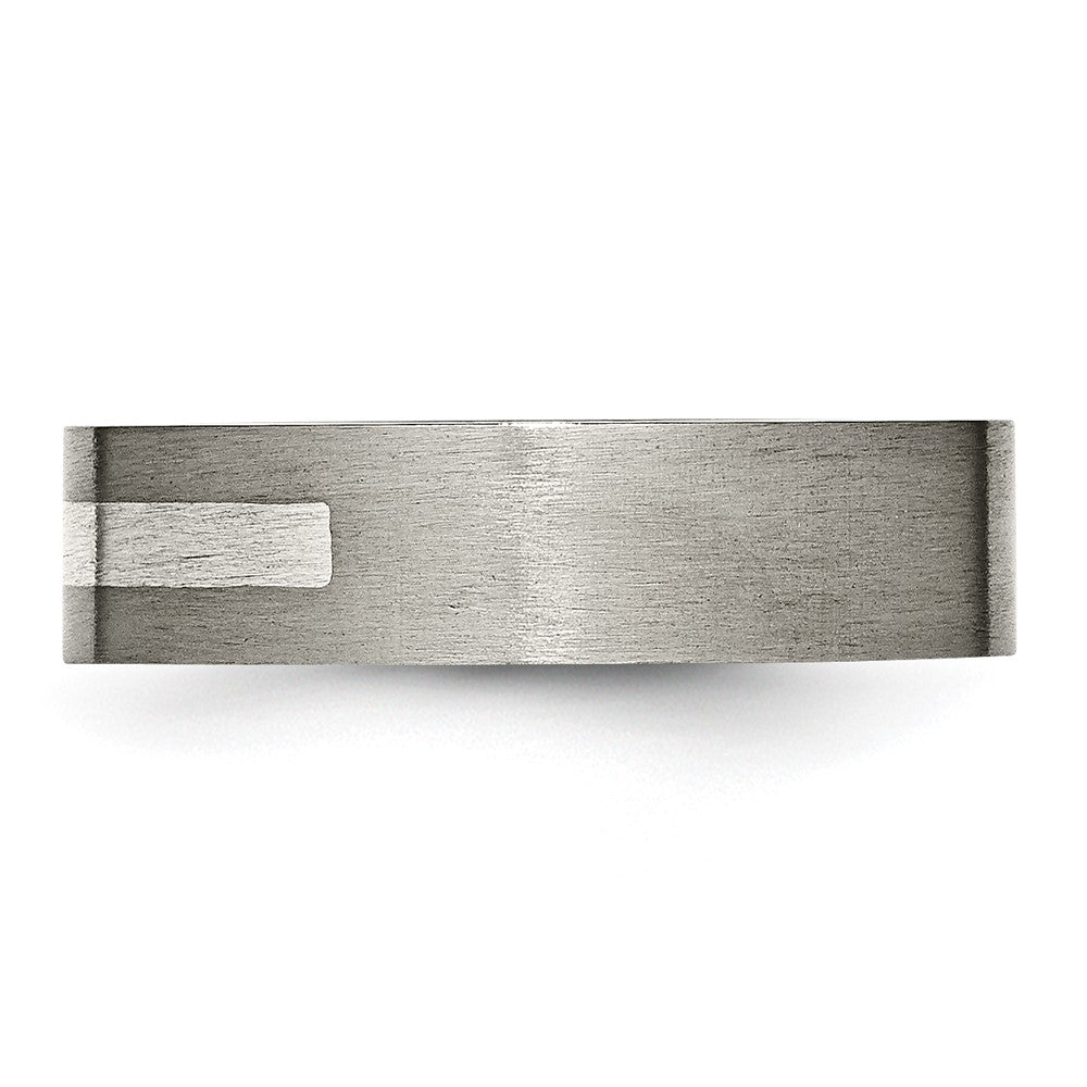 Titanium Brushed w/Sterling Silver Inlay 6mm Flat Band