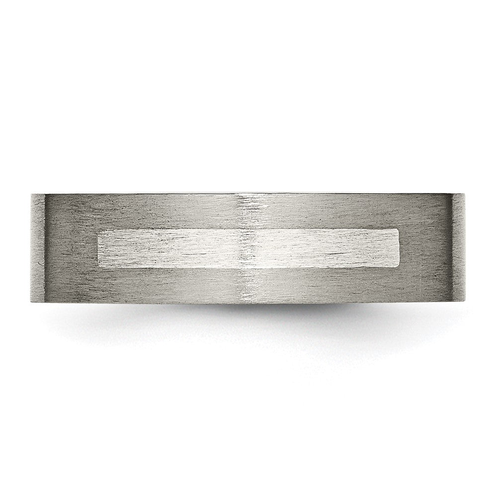 Titanium Brushed w/Sterling Silver Inlay 6mm Flat Band