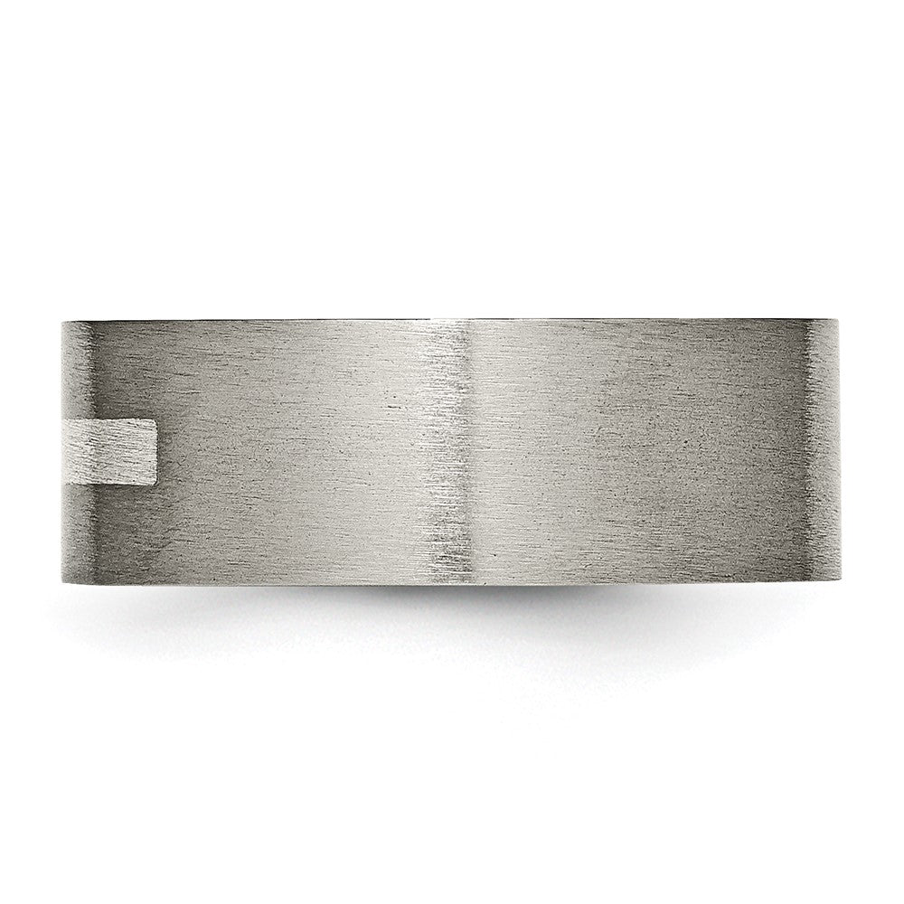 Titanium Brushed w/Sterling Silver Inlay 8mm Flat Band