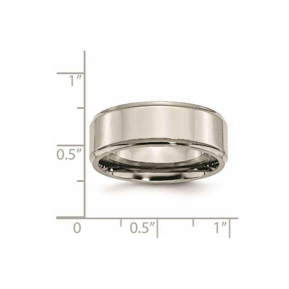 Chisel Titanium Polished 8mm Ridged Edge Band