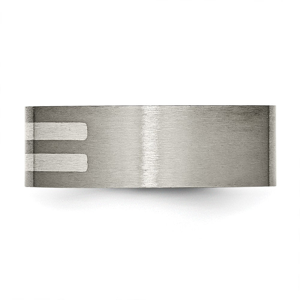 Titanium Brushed w/Sterling Silver Inlay 8mm Flat Band