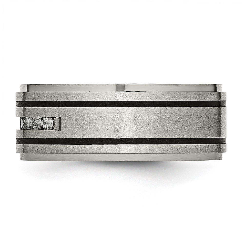 Chisel Titanium Brushed Polished and Enameled 1/4 Carat Diamond 9mm Band