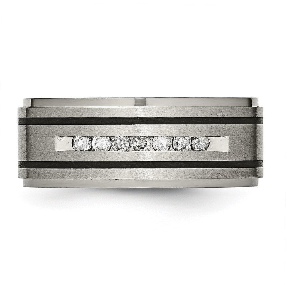 Chisel Titanium Brushed Polished and Enameled 1/4 Carat Diamond 9mm Band