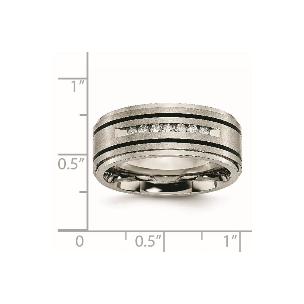 Chisel Titanium Brushed Polished and Enameled 1/4 Carat Diamond 9mm Band