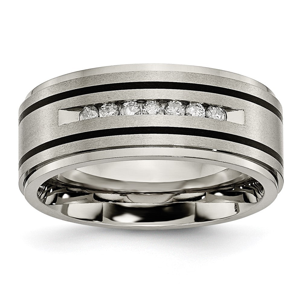 Chisel Titanium Brushed Polished and Enameled 1/4 Carat Diamond 9mm Band