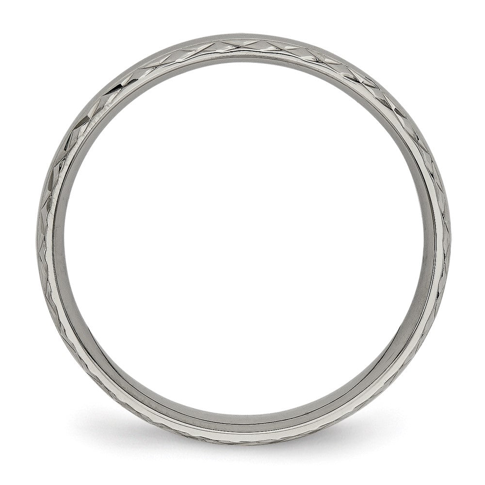 Chisel Titanium Polished Grooved 5mm Criss Cross Design Band