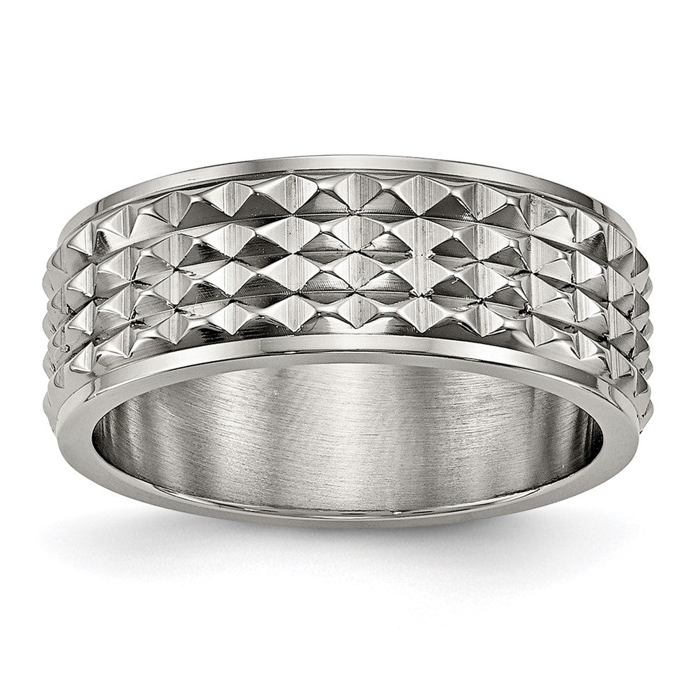 Chisel Titanium Polished 8mm Studded Band