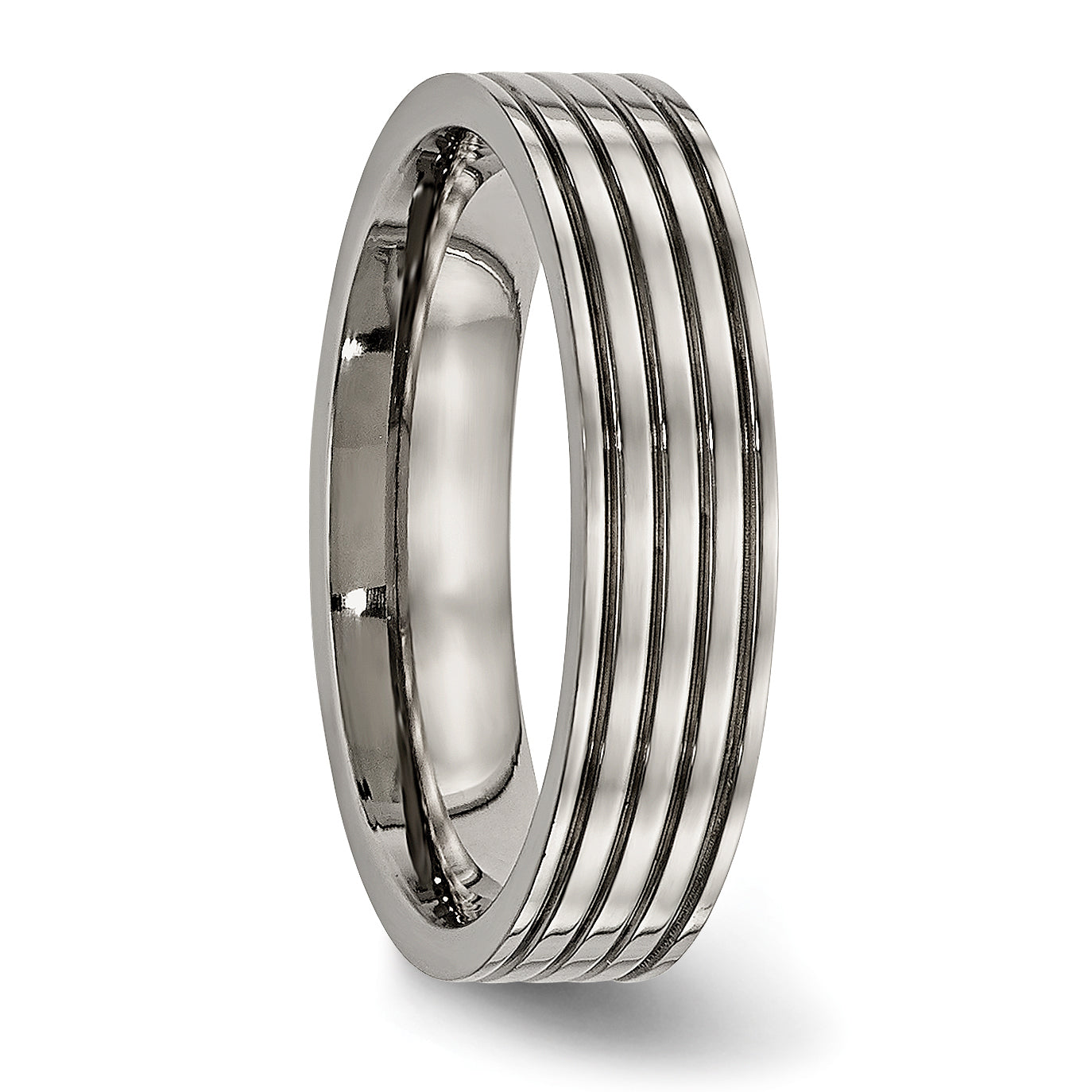 Titanium Polished Grooved Comfort Back Ring TB473