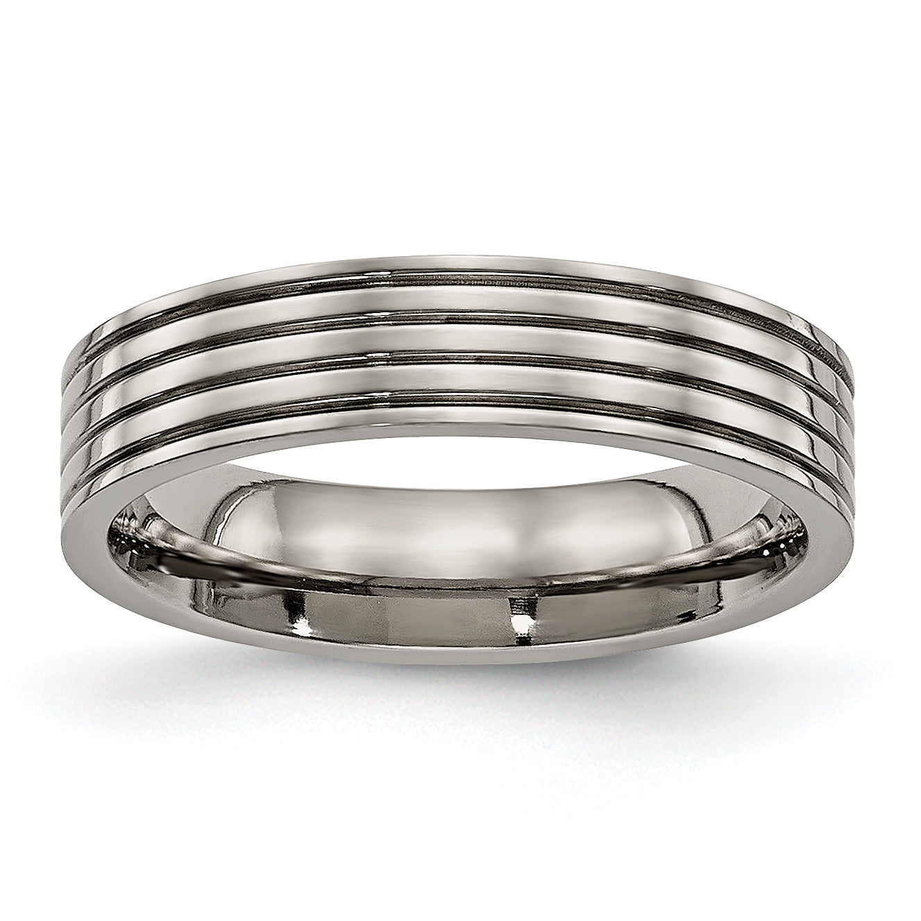 Titanium Polished Grooved Comfort Back Ring TB473