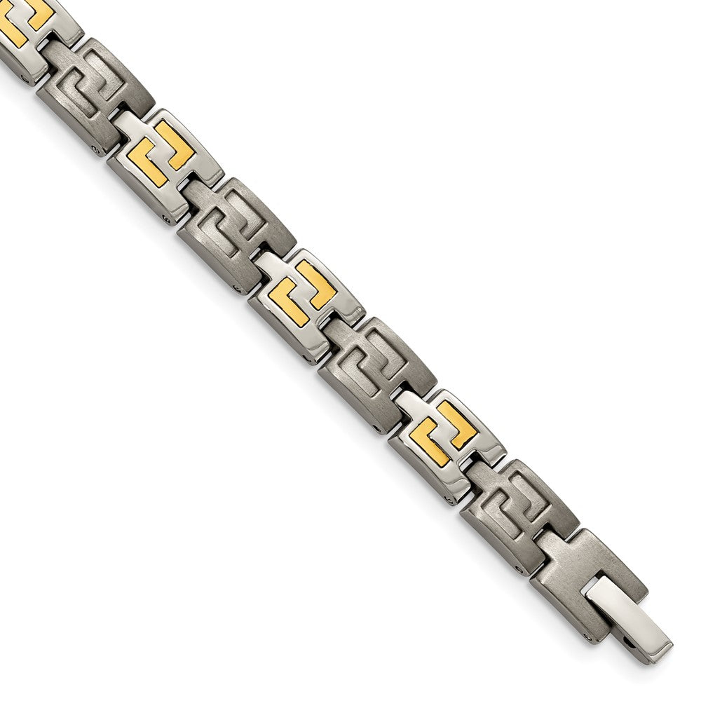 Chisel Titanium with 14k Gold Inlay Brushed and Polished 8.5 inch Bracelet