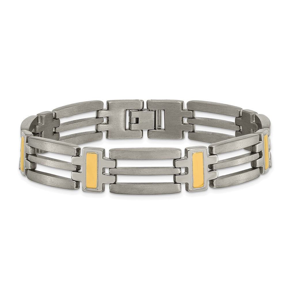 Chisel Titanium Brushed and Polished Yellow IP-Plated 8.5 inch Bracelet