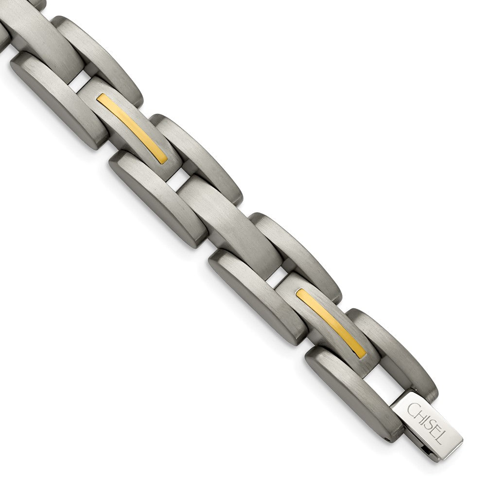 Chisel Titanium with 14k Gold Inlay Brushed 8.5 inch Bracelet