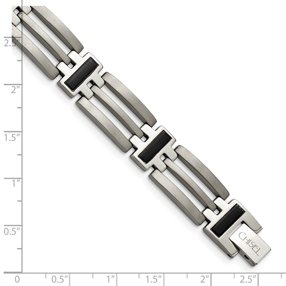 Chisel Titanium Brushed and Polished Black IP-plated 8.5 inch Bracelet