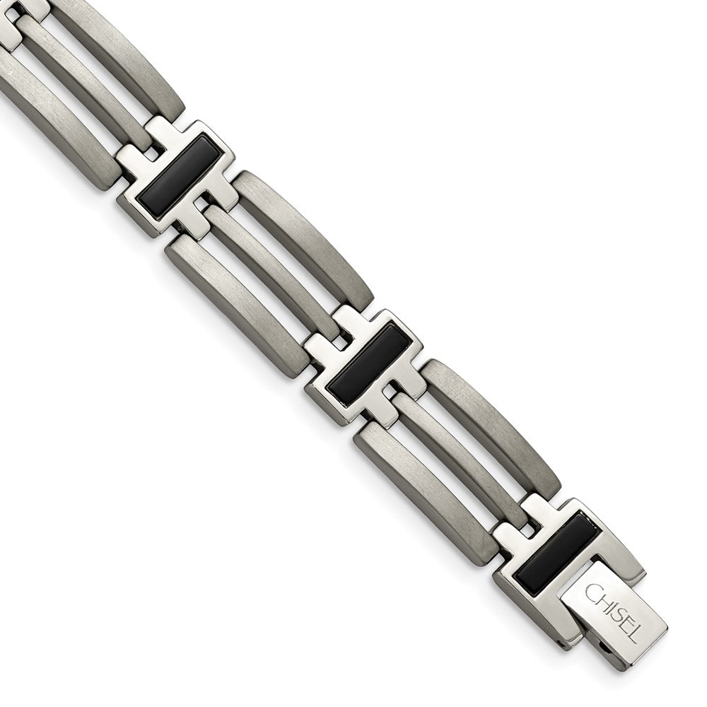 Chisel Titanium Brushed and Polished Black IP-plated 8.5 inch Bracelet