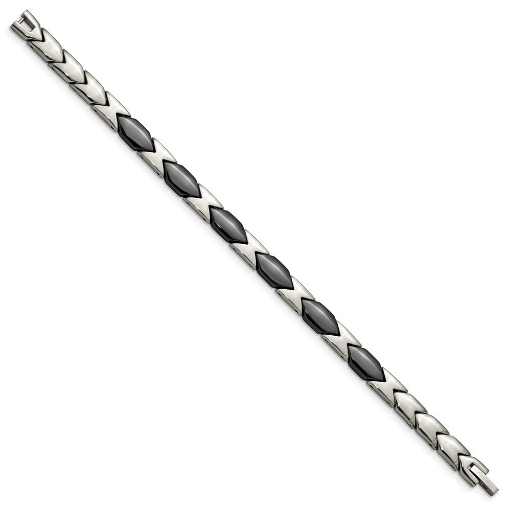 Chisel Titanium Polished with Black Ceramic 7.5 inch Bracelet