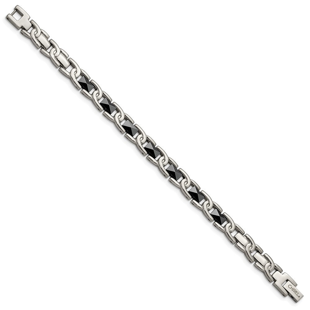 Chisel Titanium Polished with Black Ceramic 7.5 inch Bracelet