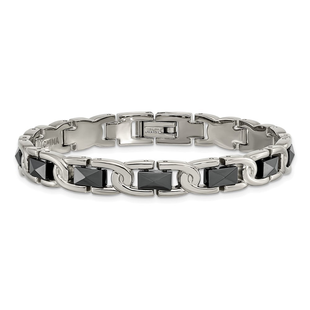 Chisel Titanium Polished with Black Ceramic 7.5 inch Bracelet