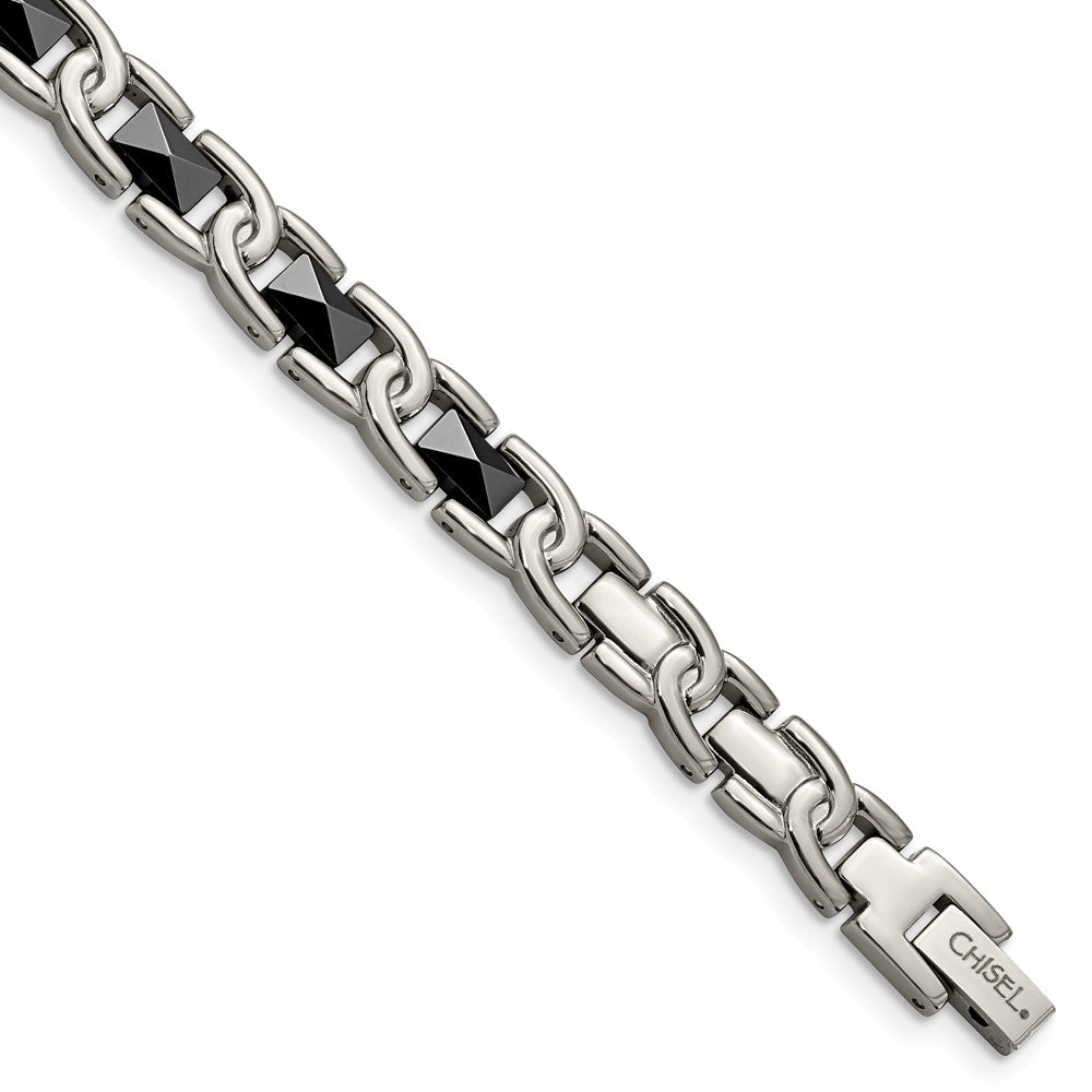 Chisel Titanium Polished with Black Ceramic 7.5 inch Bracelet