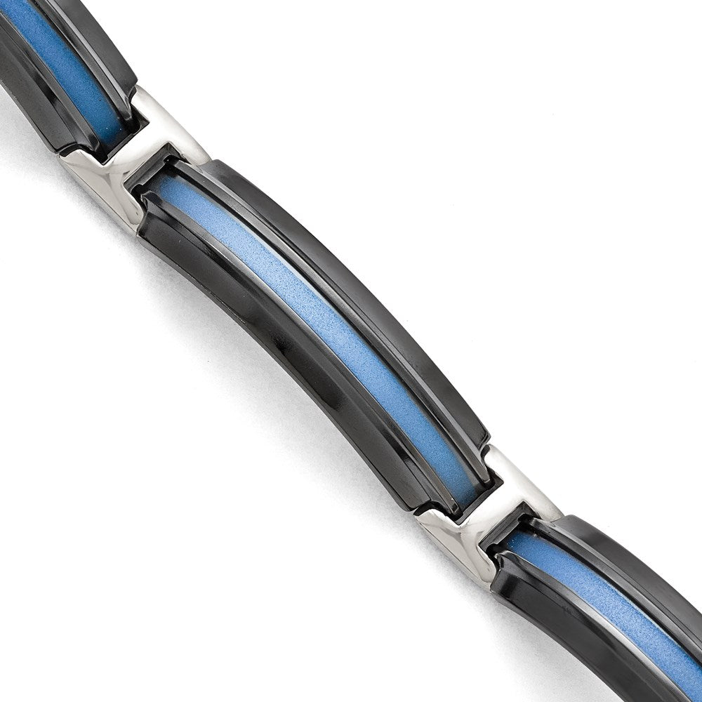 Titanium Black Ti Polished Blue Annodized Bracelet