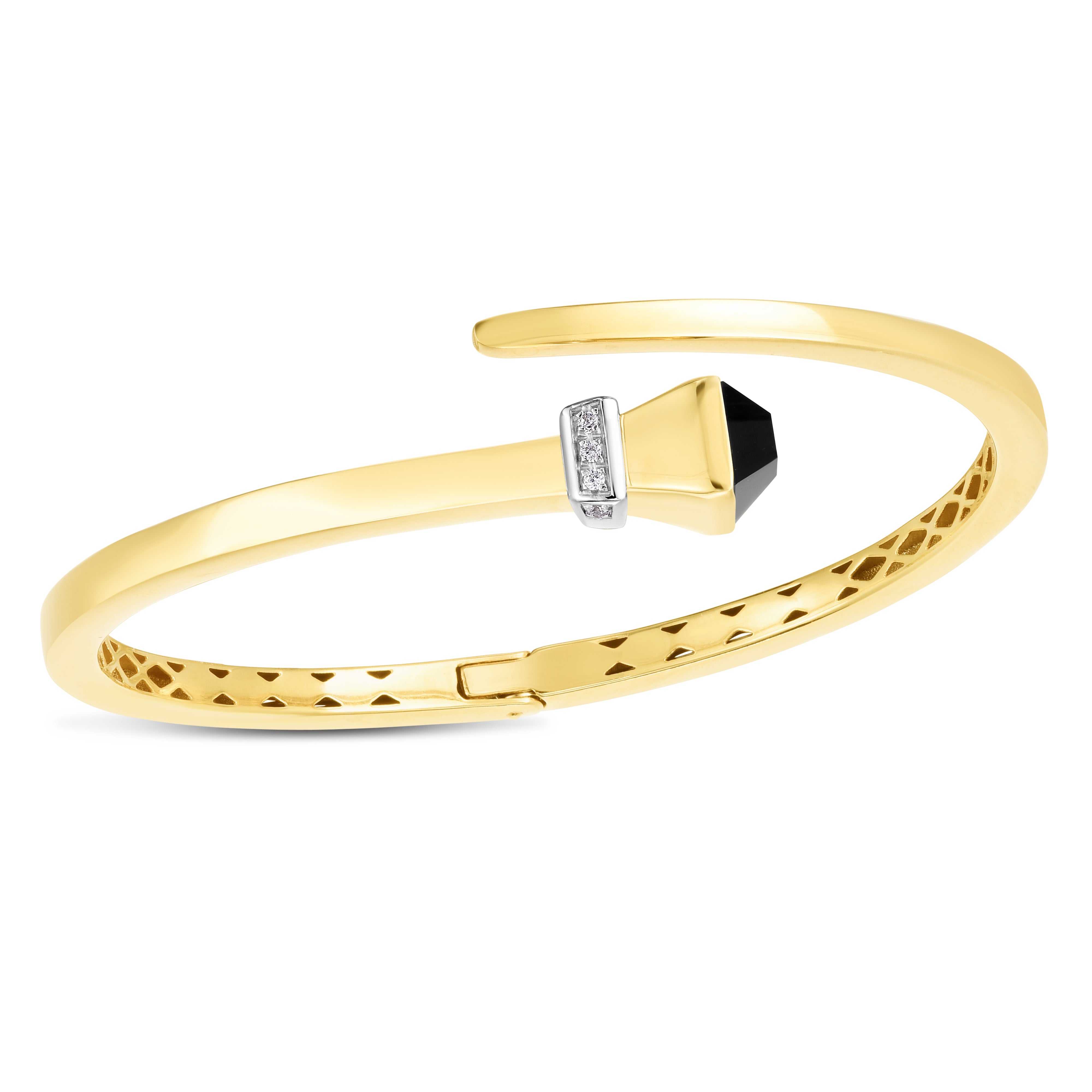 14K Gold, Onyx & Diamond Wrap Bangle