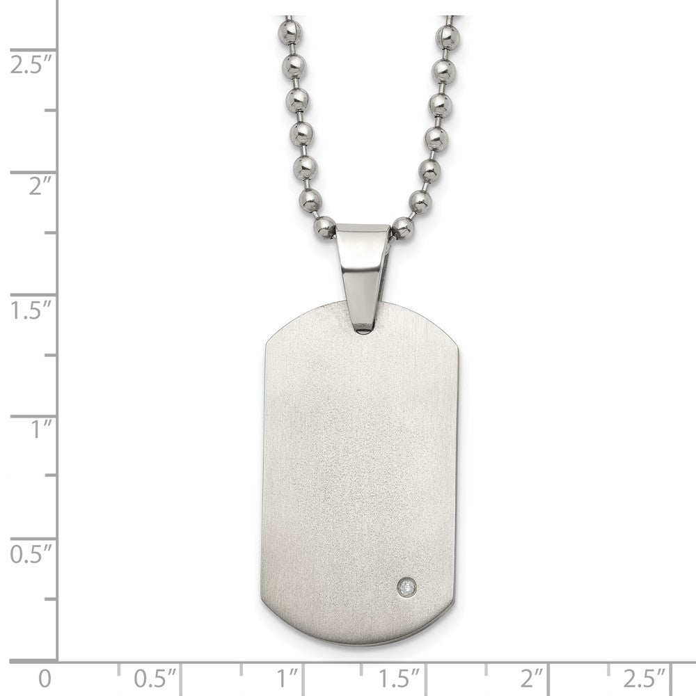 Chisel Titanium Brushed with .02 carat Diamond Accent Dog Tag 22 inch Necklace