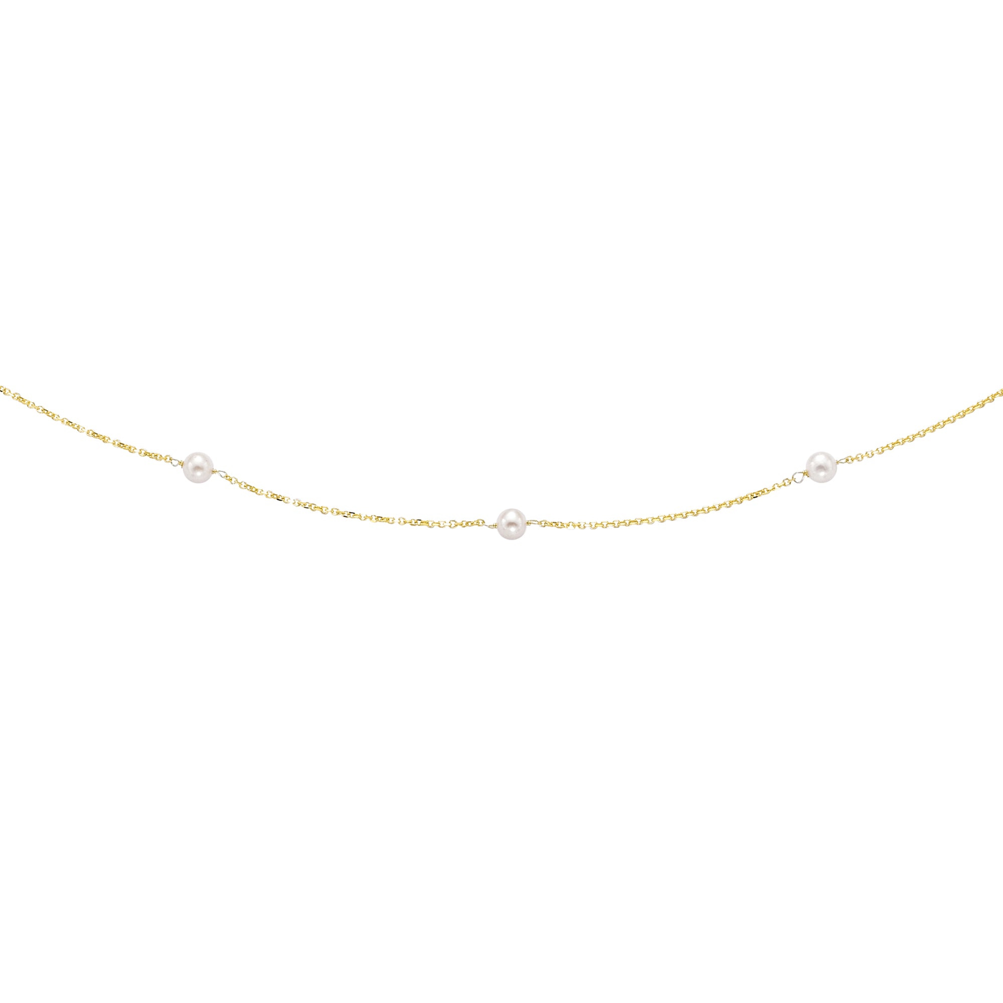 14K Yellow Gold 18" Pearl Station Necklace