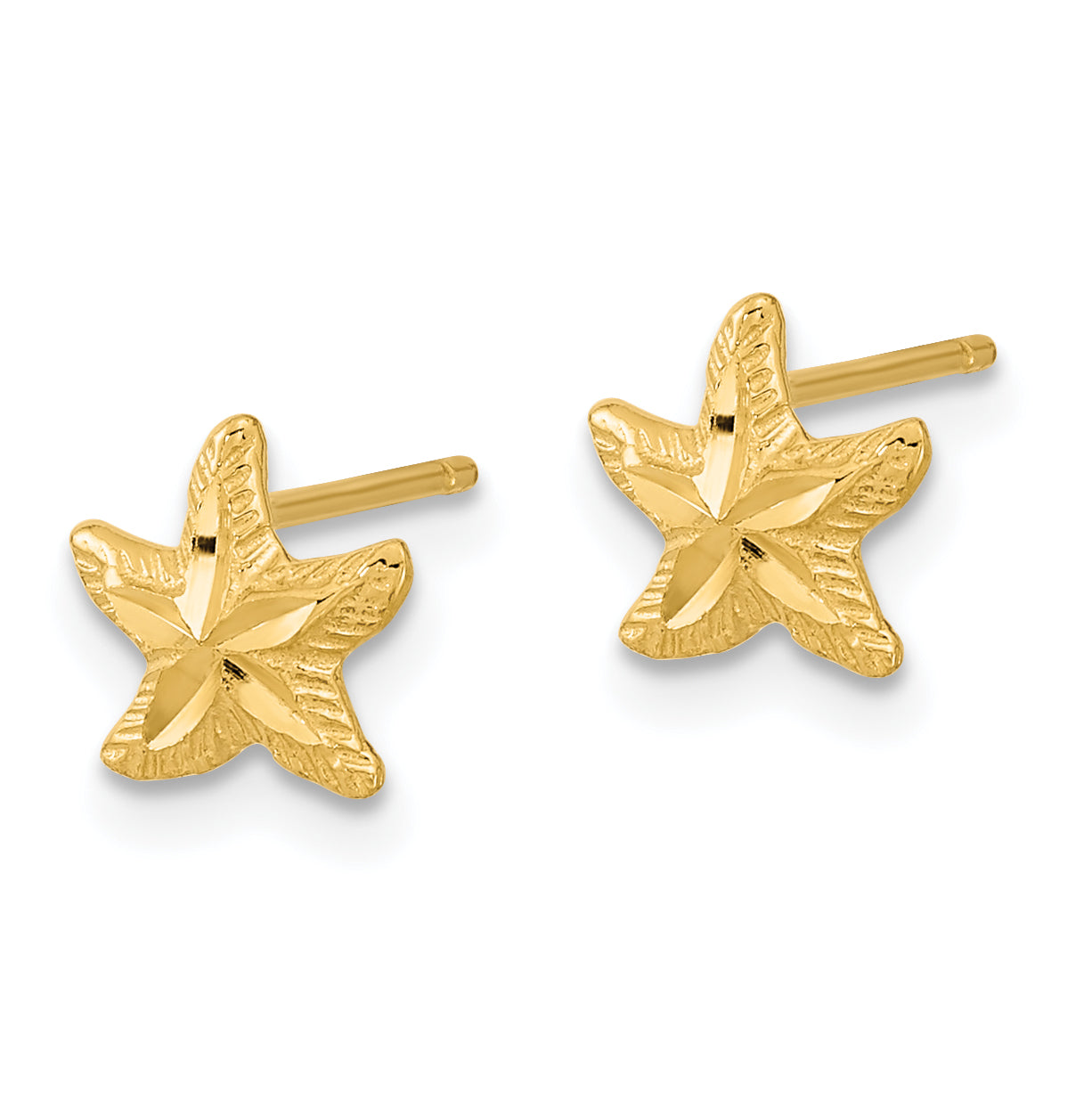 14k Polished Diamond-cut Starfish Post Earrings TC993