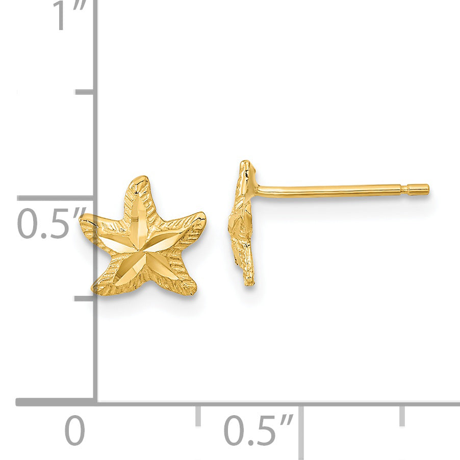 14k Polished Diamond-cut Starfish Post Earrings TC993