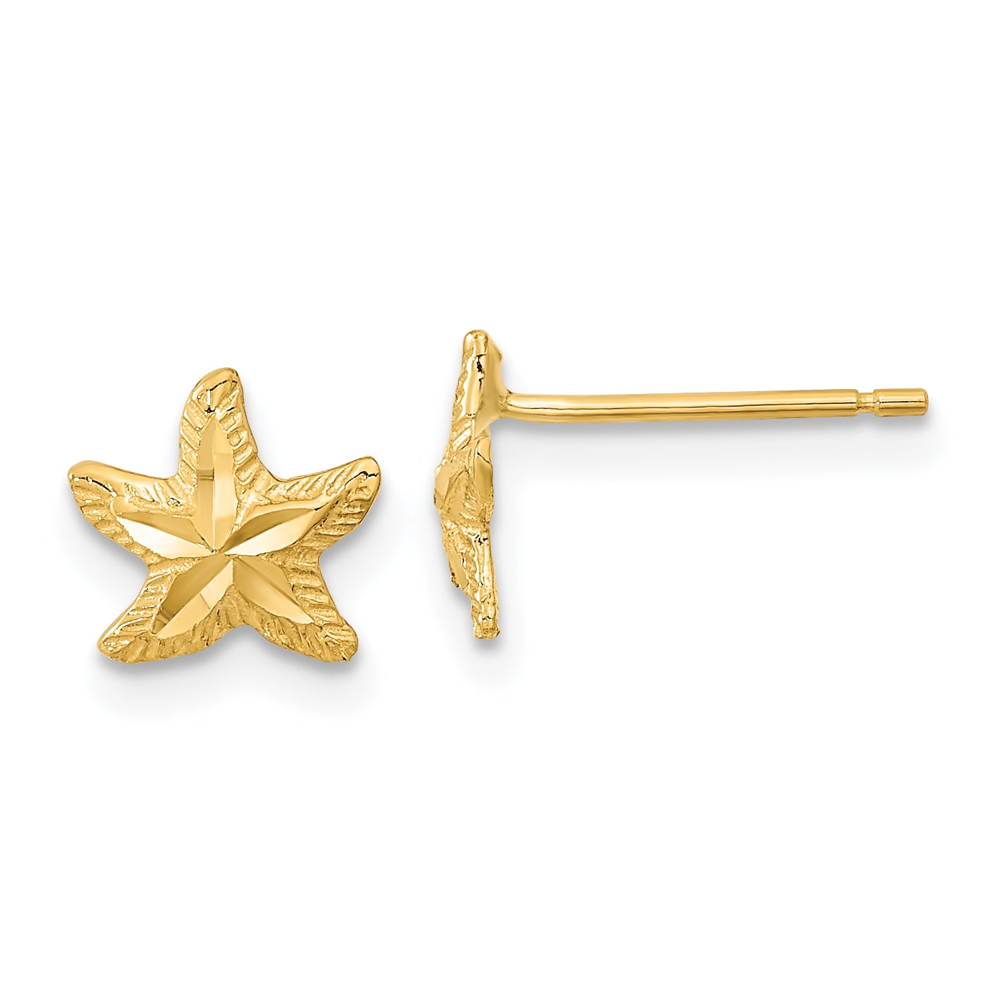 14k Polished Diamond-cut Starfish Post Earrings TC993