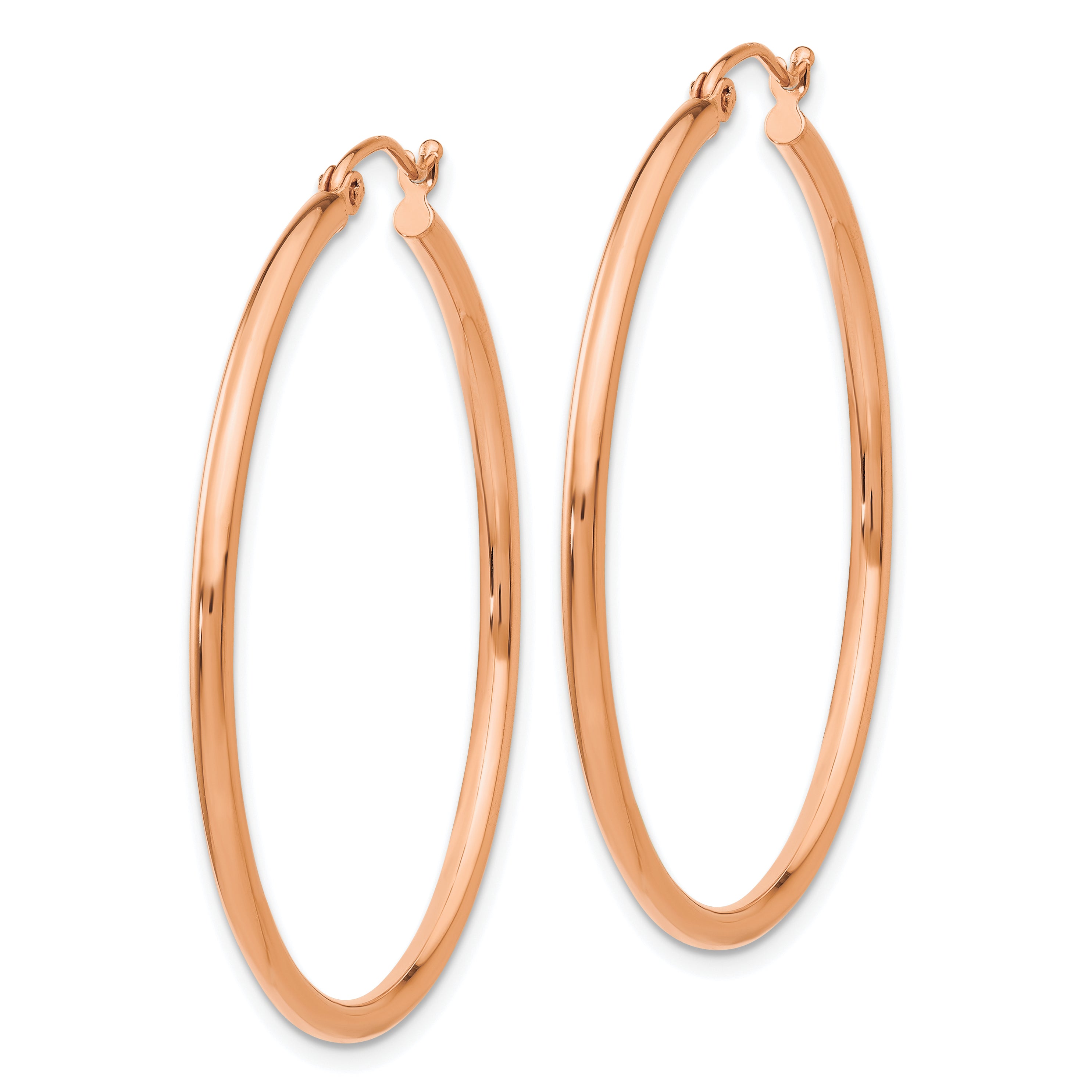 14k Rose Gold 2mm Polished Hoop Earrings TE526