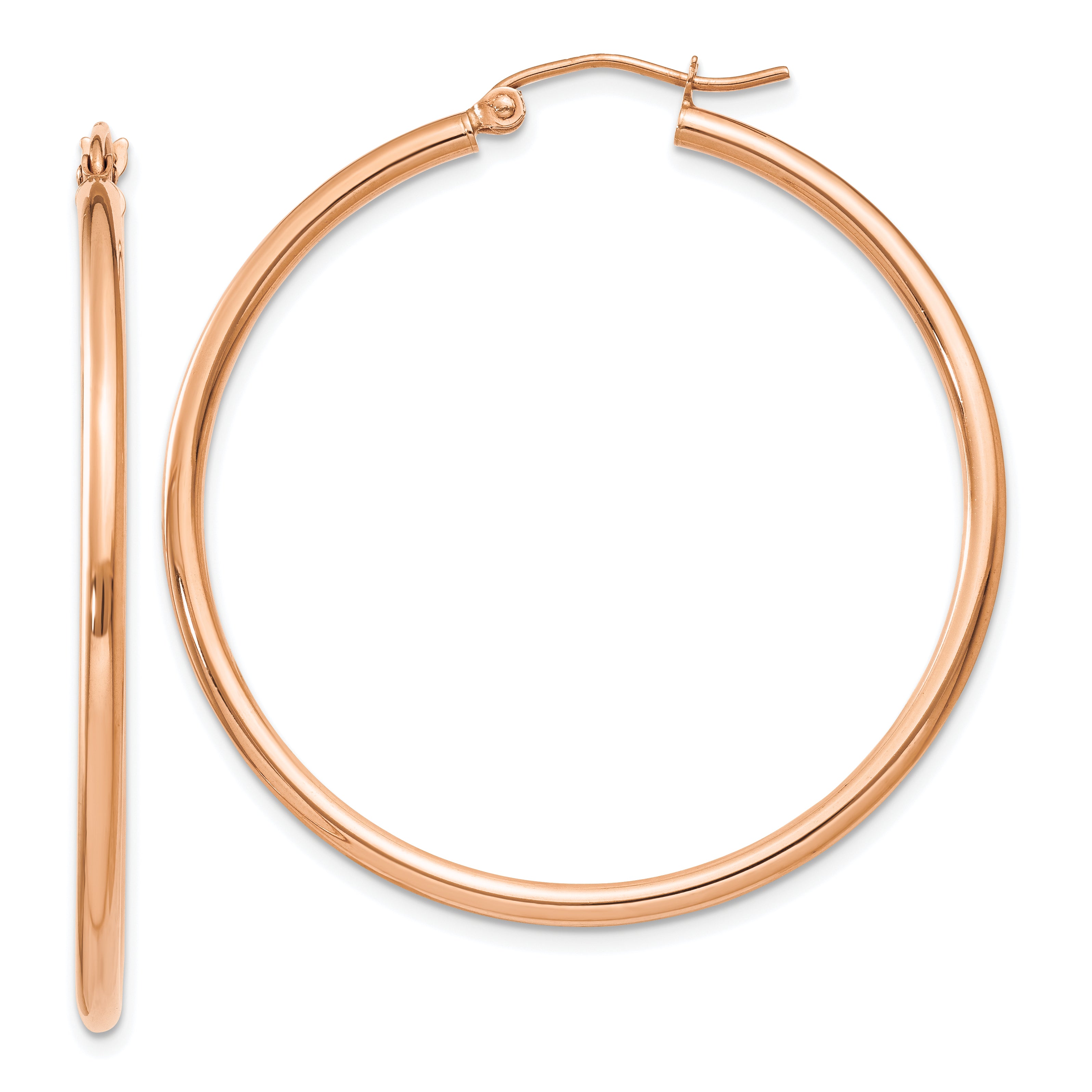 14k Rose Gold 2mm Polished Hoop Earrings TE526