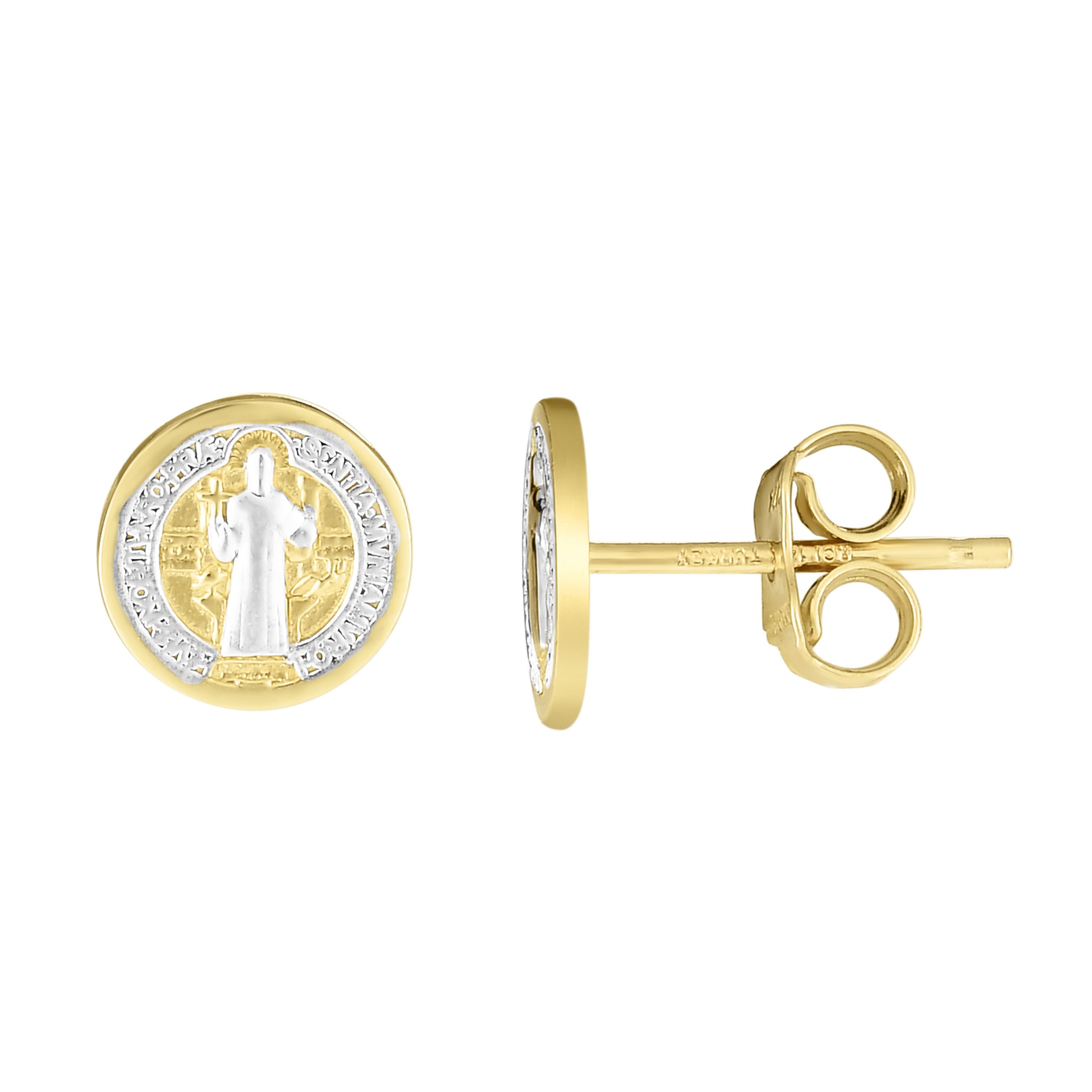 14K Yellow & White Gold Guadalupe Religious Stud Earring