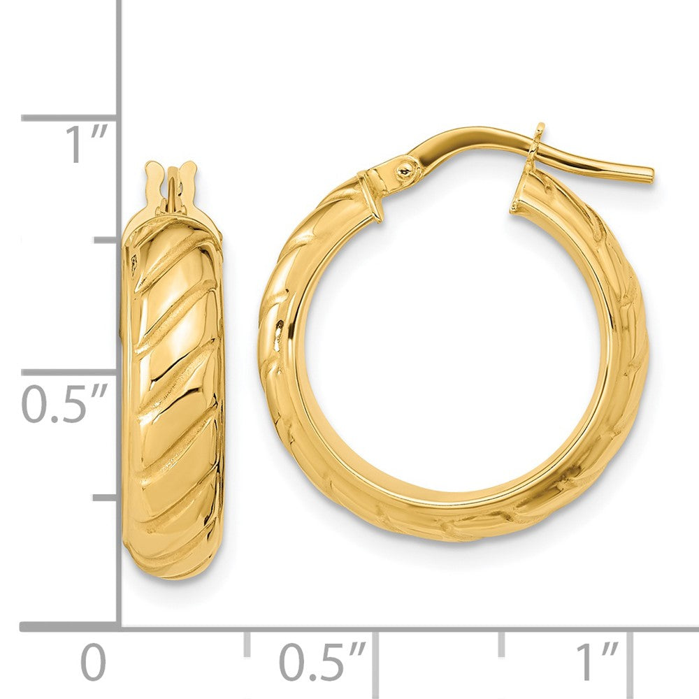 14k Polished Fancy Hoops