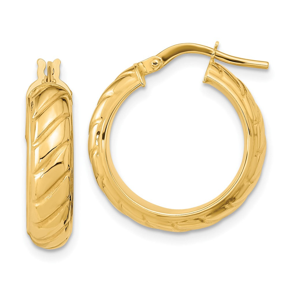 14k Polished Fancy Hoops