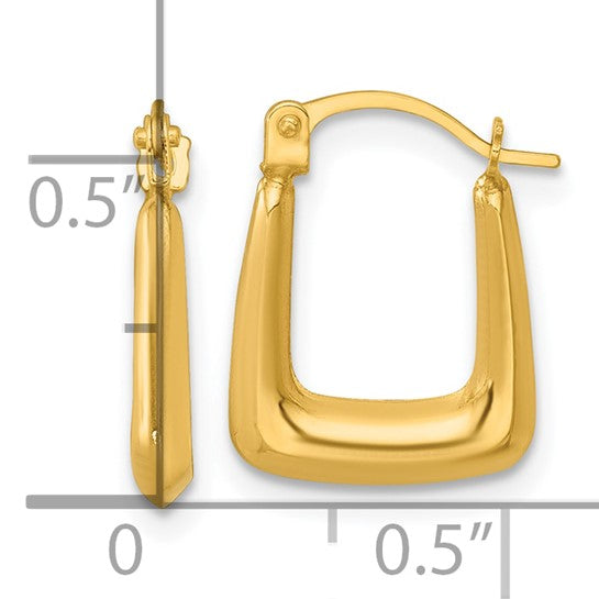 14k Yellow Gold Polished Square Hoop Earrings